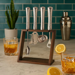 4 Piece Bar Tool Set with Stand - SS Metal Handles