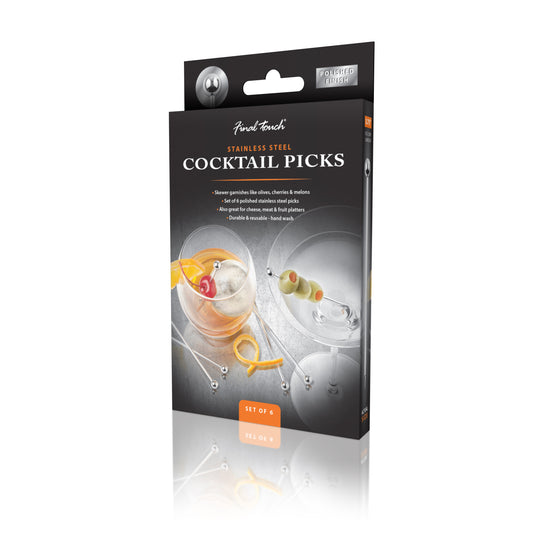 Stainless Steel Cocktail Picks - Set of 6