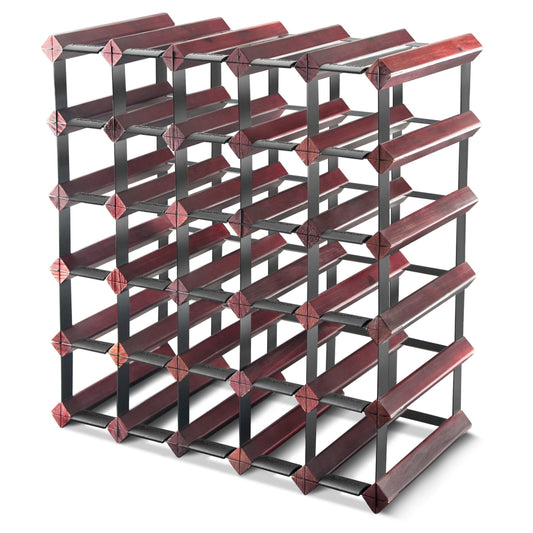 Assembled 30 Bottle Wine Rack - Cherry Finish