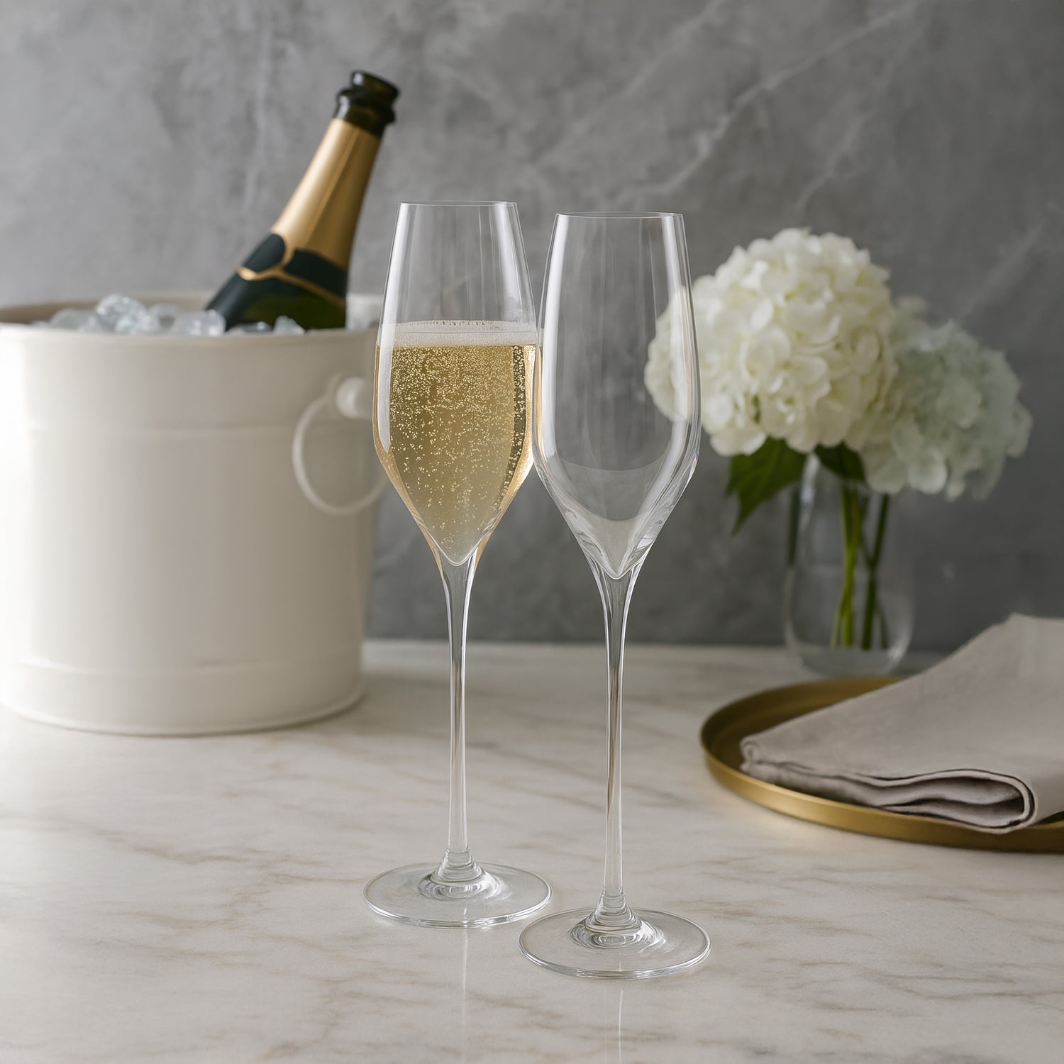 Champagne Lead-Free Crystal Glasses - Set of 2