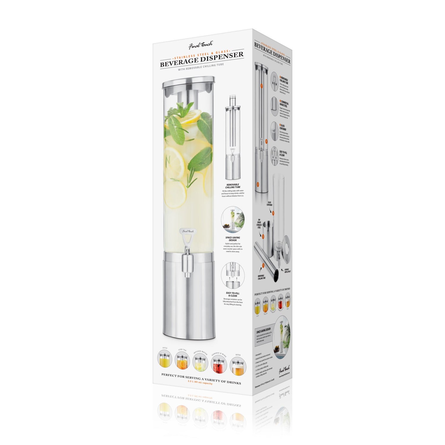 2.5 L Stainless Steel & Glass Beverage Dispenser