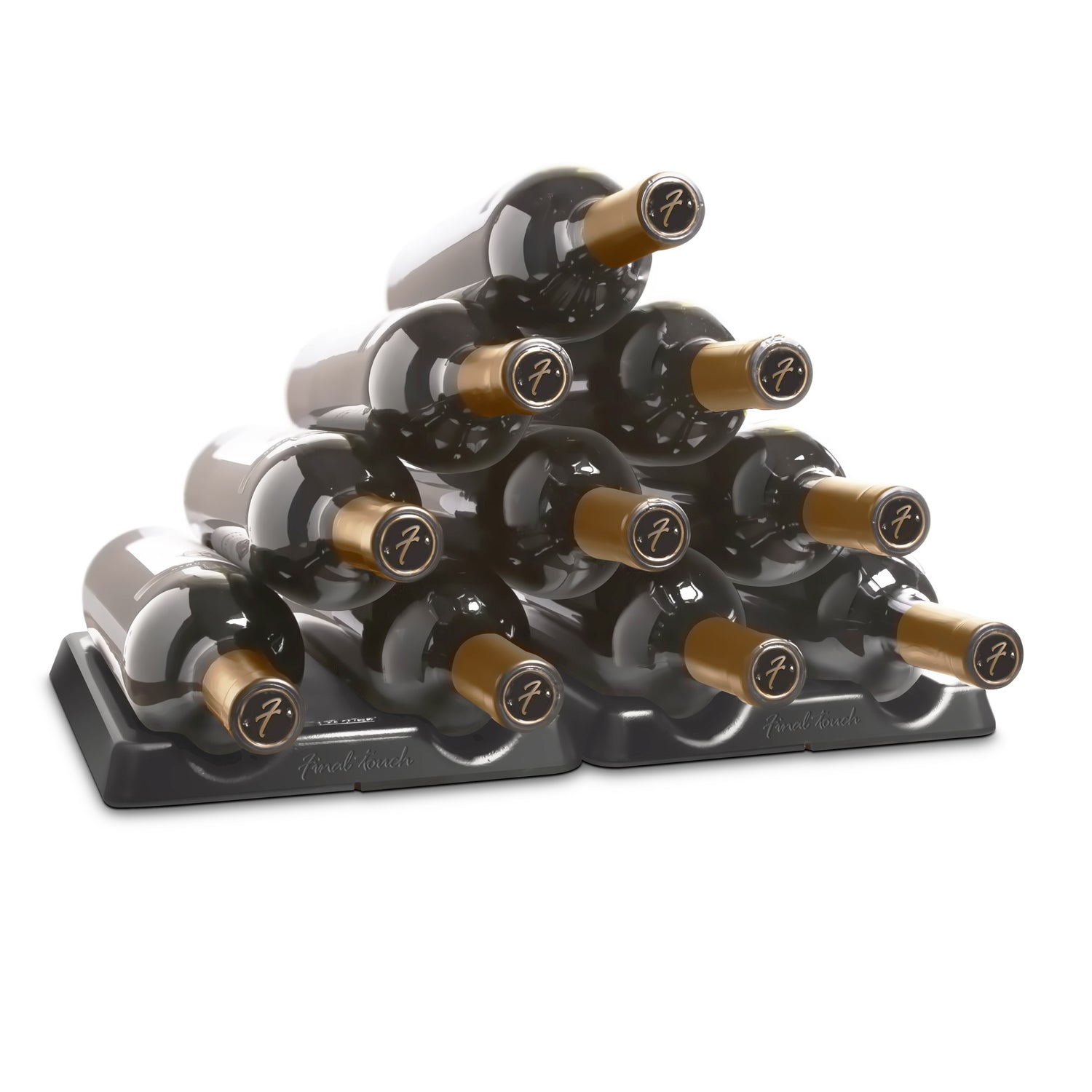 Wine Bottle Stacker - 2 Piece - Black
