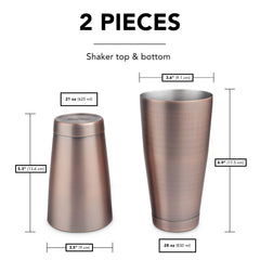 Stainless Steel Boston Cocktail Shaker with Antique Copper Finish (Single Wall)