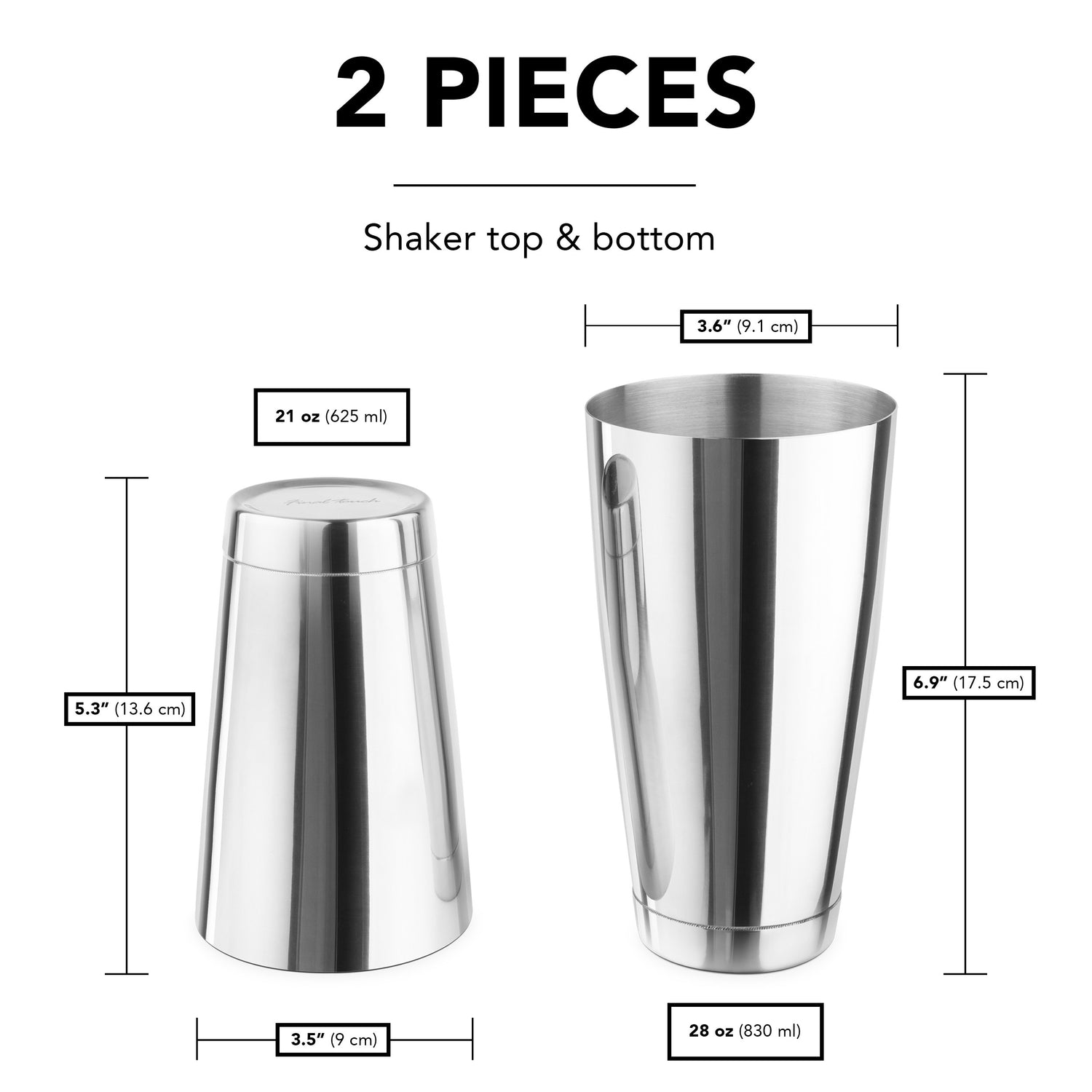 Stainless Steel Boston Cocktail Shaker (Single Wall)