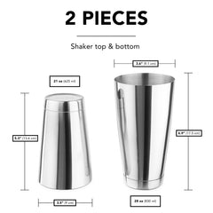 Stainless Steel Boston Cocktail Shaker (Single Wall)