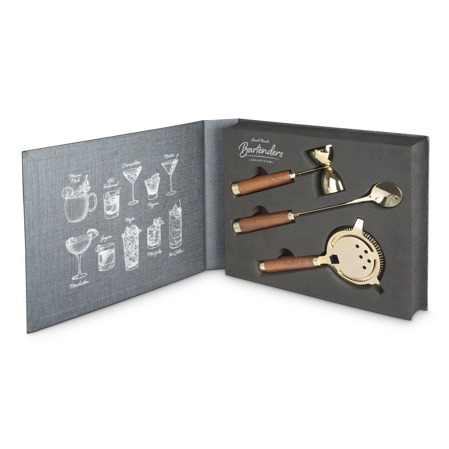 Bartender's Collection 3 Piece Brass Mixing Tool Set