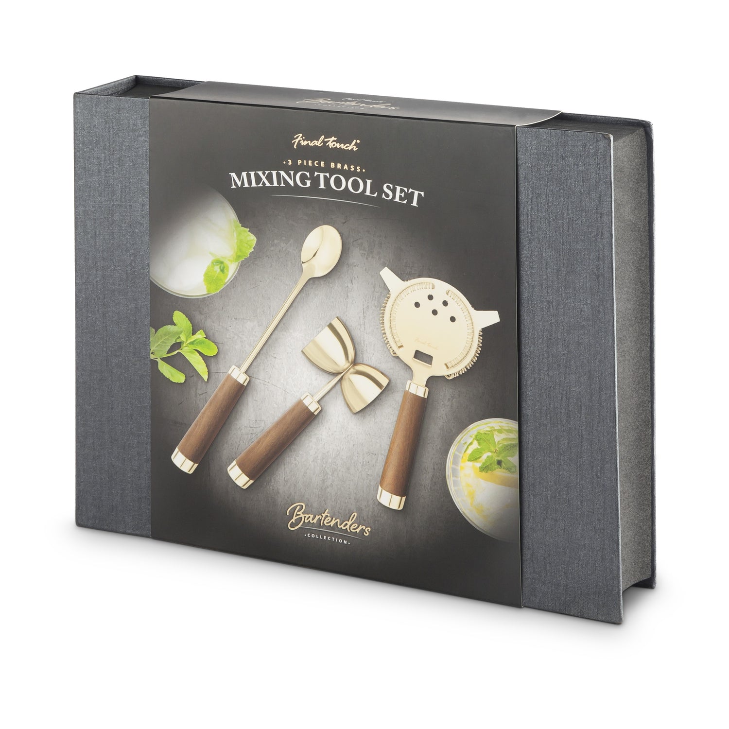 Bartender's Collection 3 Piece Brass Mixing Tool Set