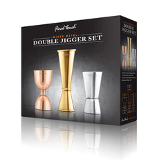 Mixed Metal Double Jiggers - Set of 3