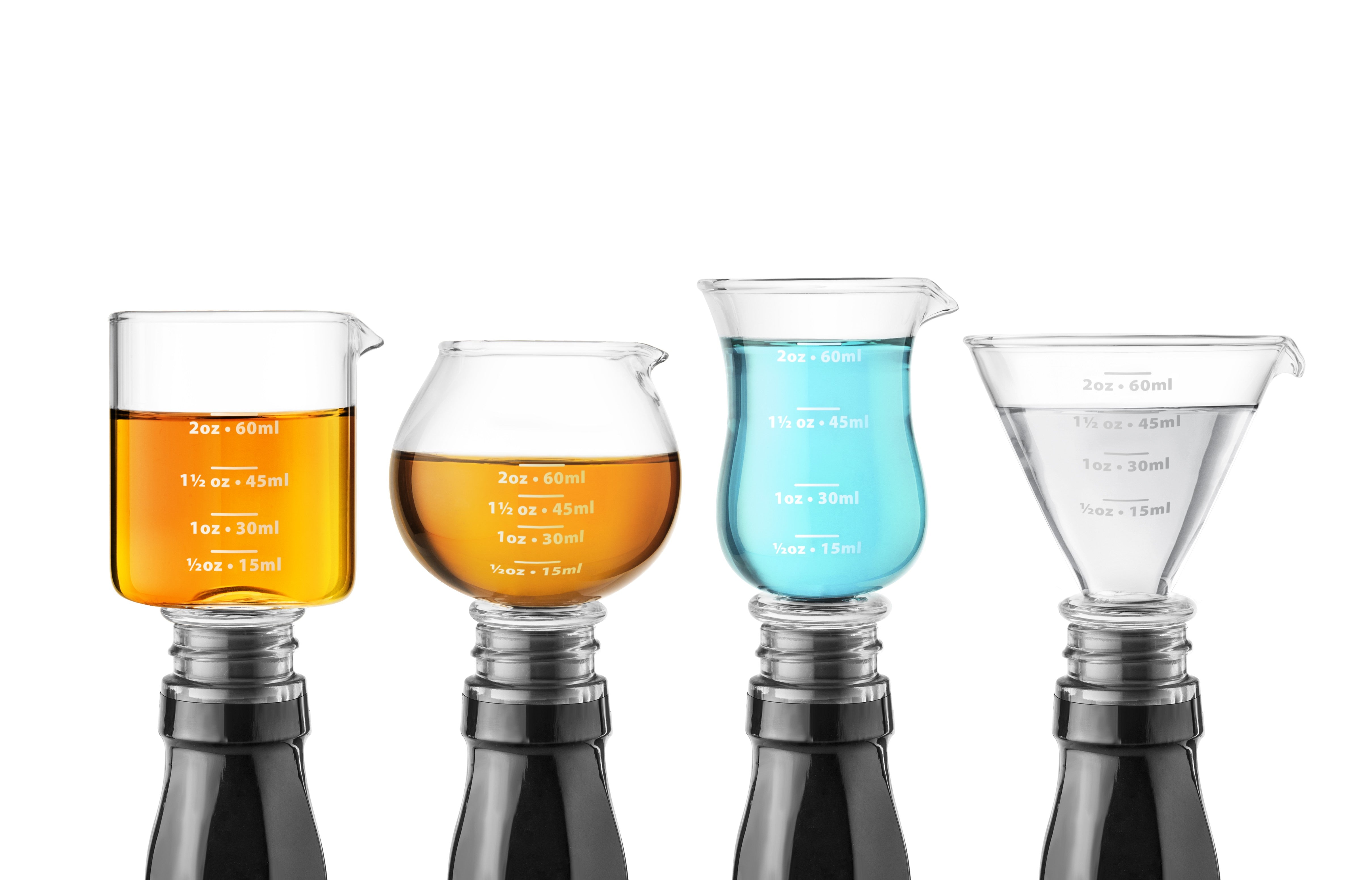 Beautyflier Pack of 4 Cocktail Wine Jigger Clear Glass Shot