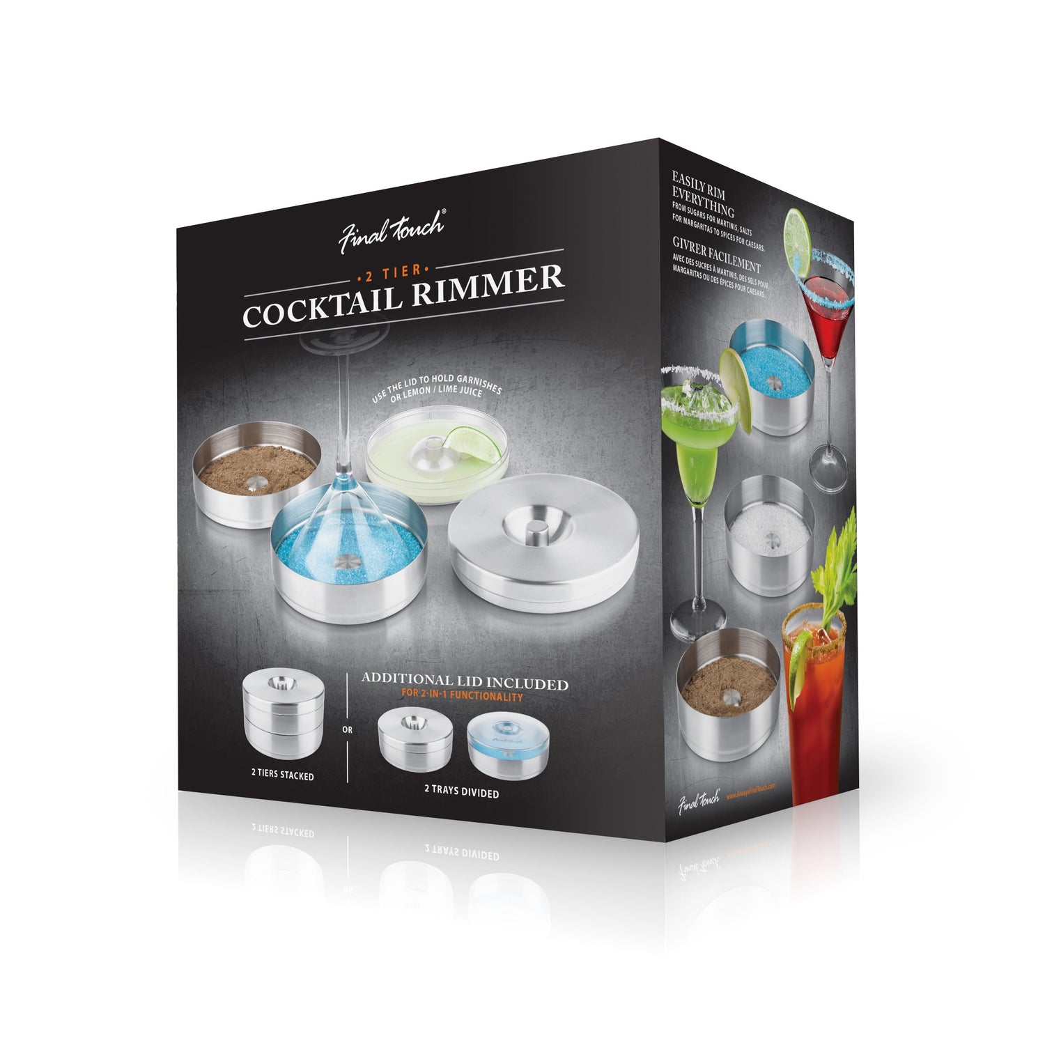 2 Tier Cocktail Rimmer with Stainless Steel Lid