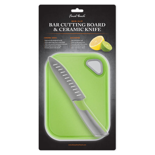 Non-Slip Bar Cutting Board & Ceramic Knife
