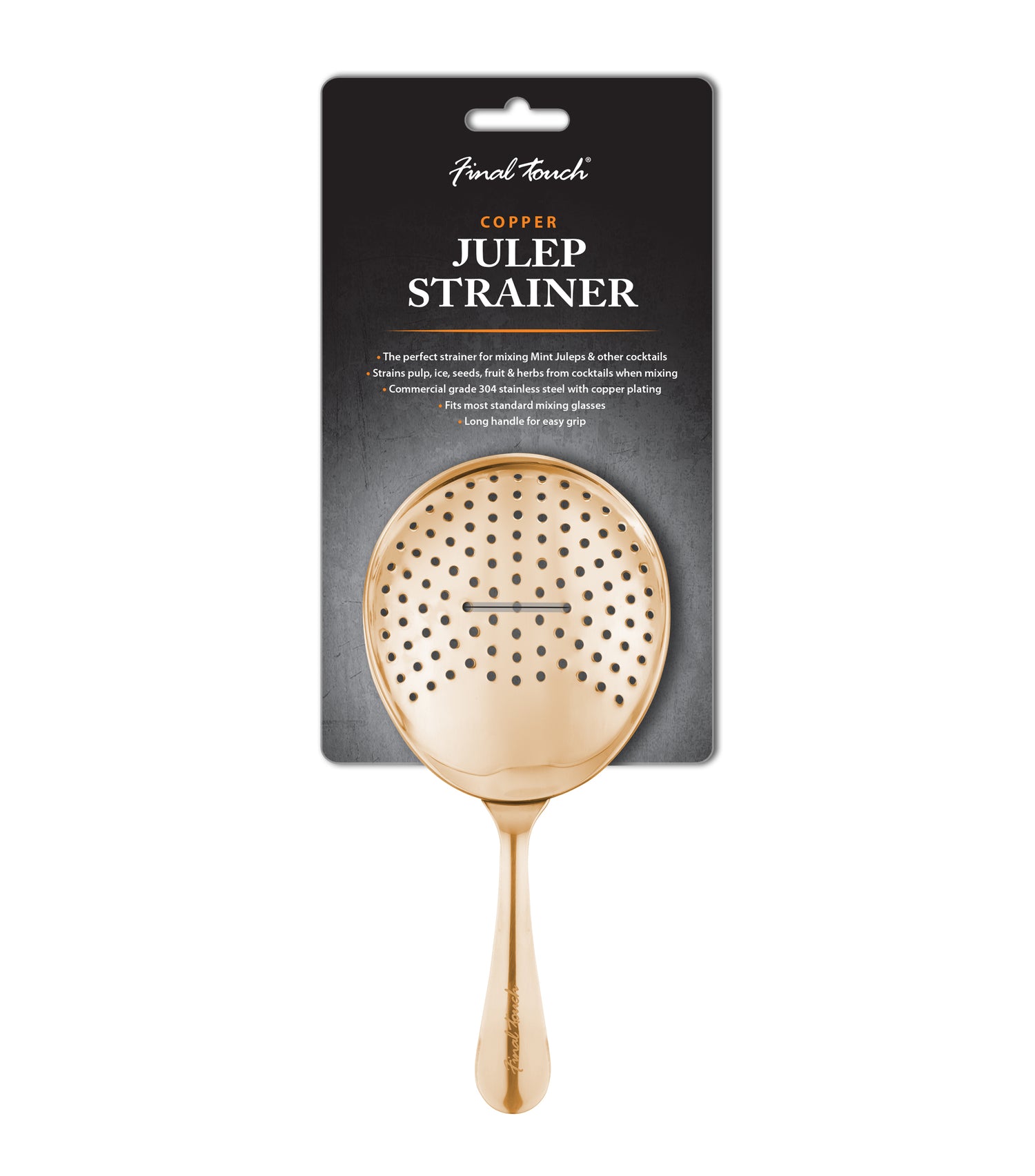Stainless Steel Julep Strainer with Copper Finish