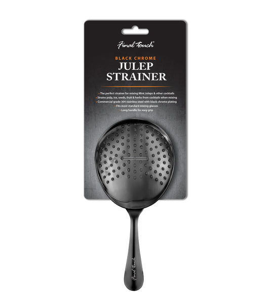 Stainless Steel Julep Strainer with Black Chrome Finish