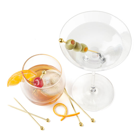 Stainless Steel Cocktail Picks - Brass Finish - Set of 6