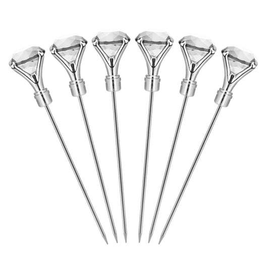 Diamond Cocktail Picks - Clear - Set of 6