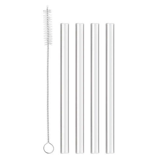 4.5" Reusable Glass Cocktail Straws - Set of 4
