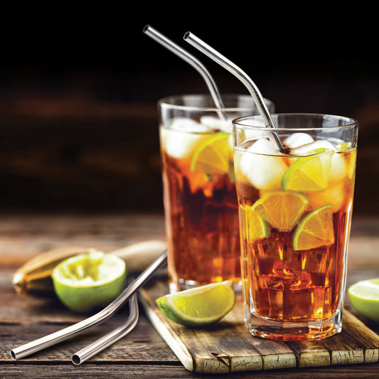 Curved Stainless Steel Straws - Set of 4