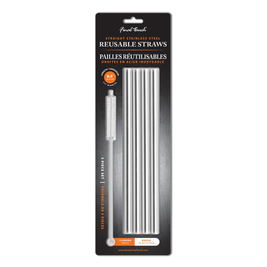 Straight Stainless Steel Straws - Set of 4
