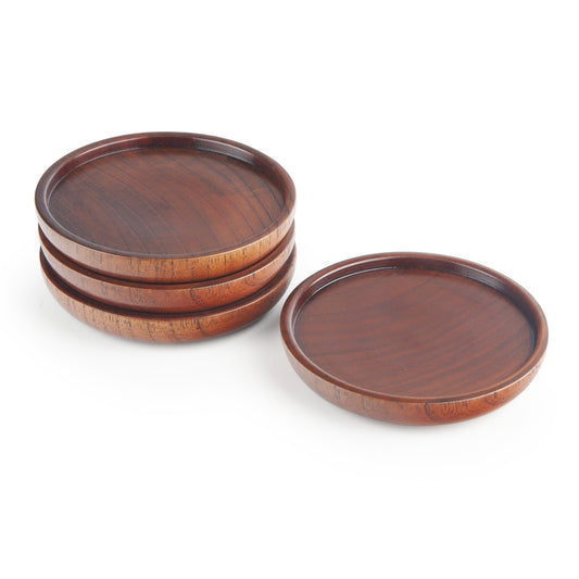 Solid Wood Drink Coasters - Set of 4