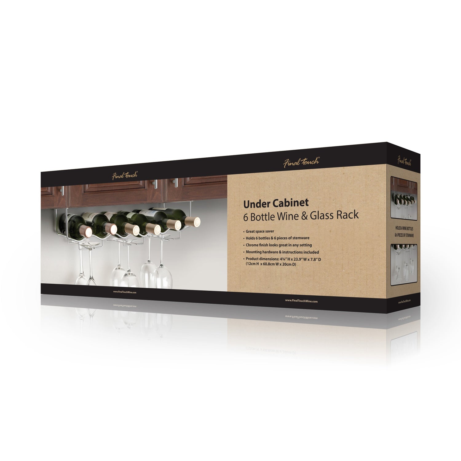 Under Cabinet 6 Bottle Wine / Glass Rack