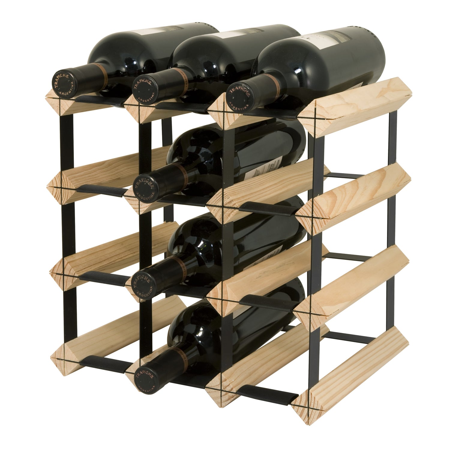 12 Bottle Wine Rack - Natural Finish