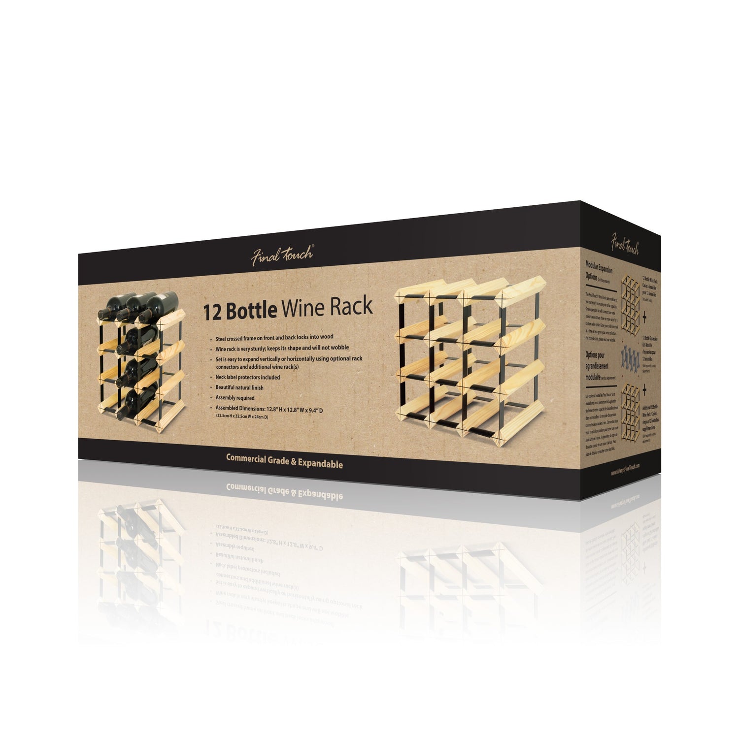 12 Bottle Wine Rack - Natural Finish