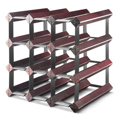 Assembled 12 Bottle Wine Rack - Cherry Finish