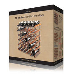 Assembled 30 Bottle Wine Rack - Maple Finish