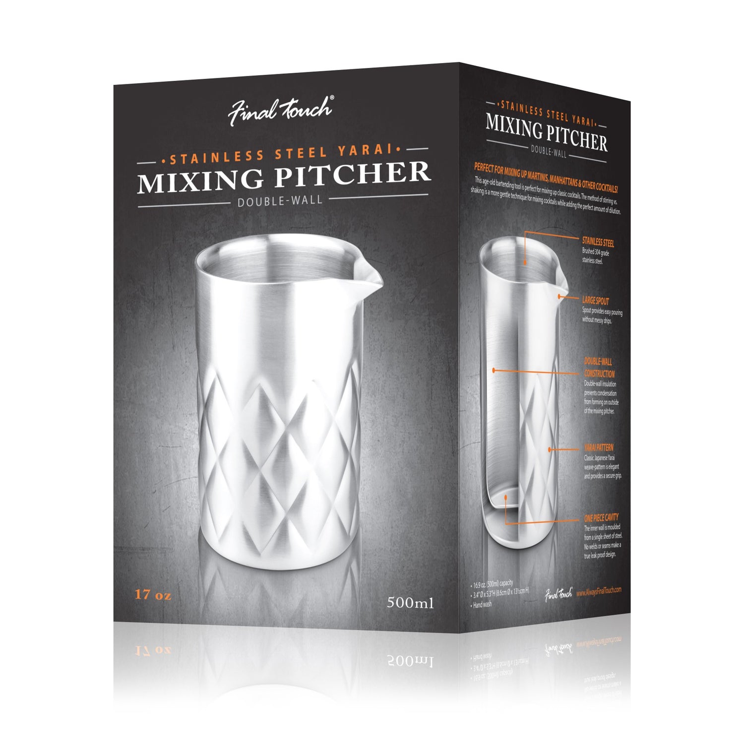Double-Wall Stainless Steel Yarai Mixing Pitcher