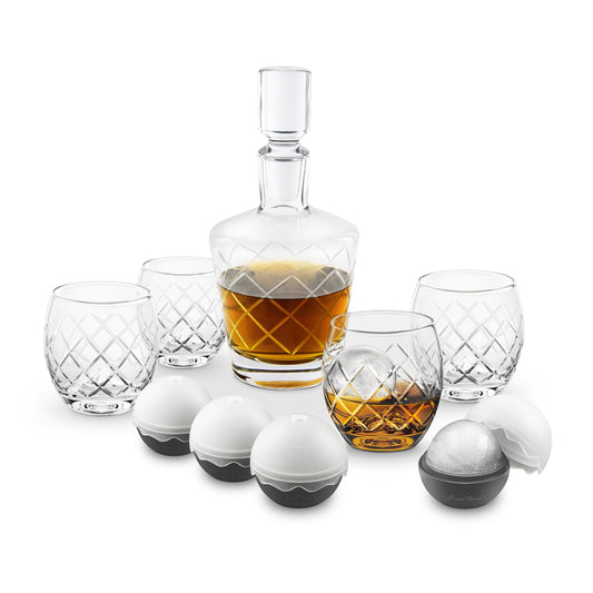 On The Rock Glass Etched Decanter Set