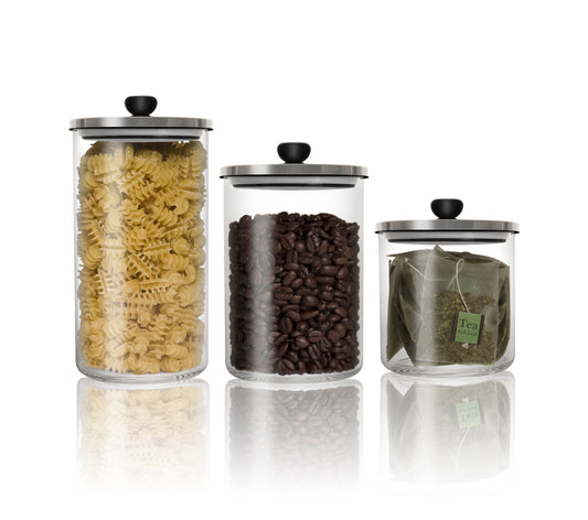 Vacuum Sealed Storage Jars - Set of 3