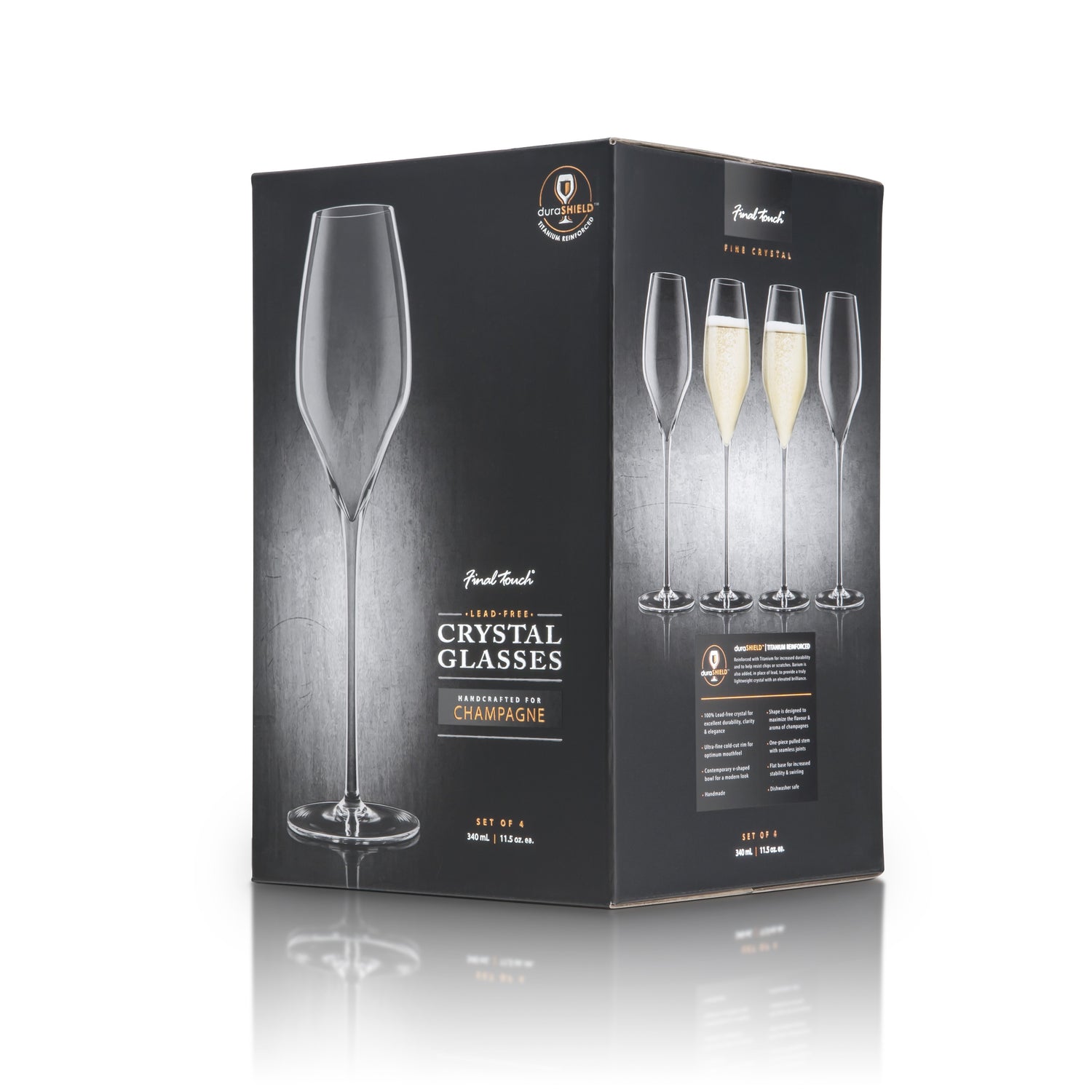 Champagne Lead-Free Crystal Glasses - Set of 4