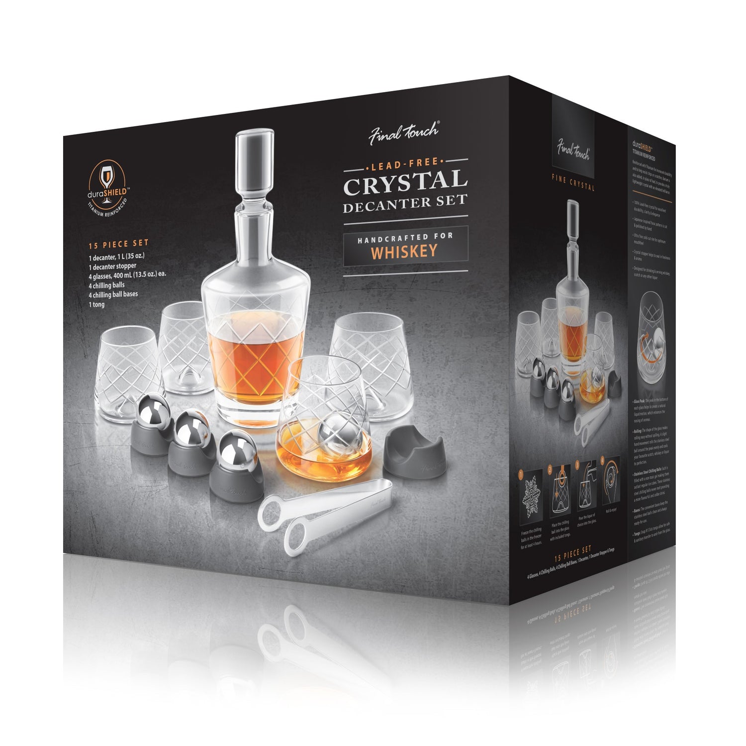 15 Piece Lead-Free Crystal Whiskey Decanter Set