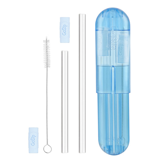 GoSip Glass Reusable Straws -Translucent Blue