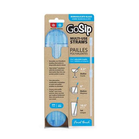 GoSip Glass Reusable Straws -Translucent Blue