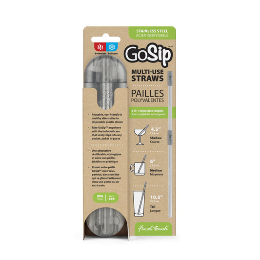 GoSip Stainless Steel Reusable Straws - Translucent Grey