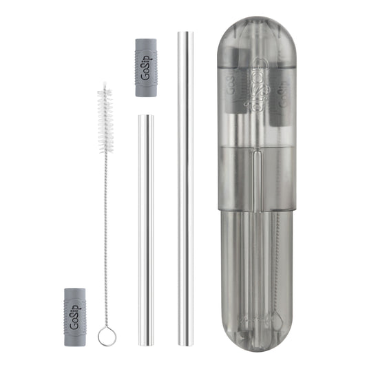 GoSip Stainless Steel Reusable Straws - Translucent Grey