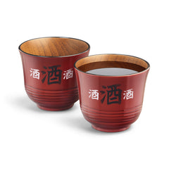 Wood Sake Cups - Set of 2 - Red