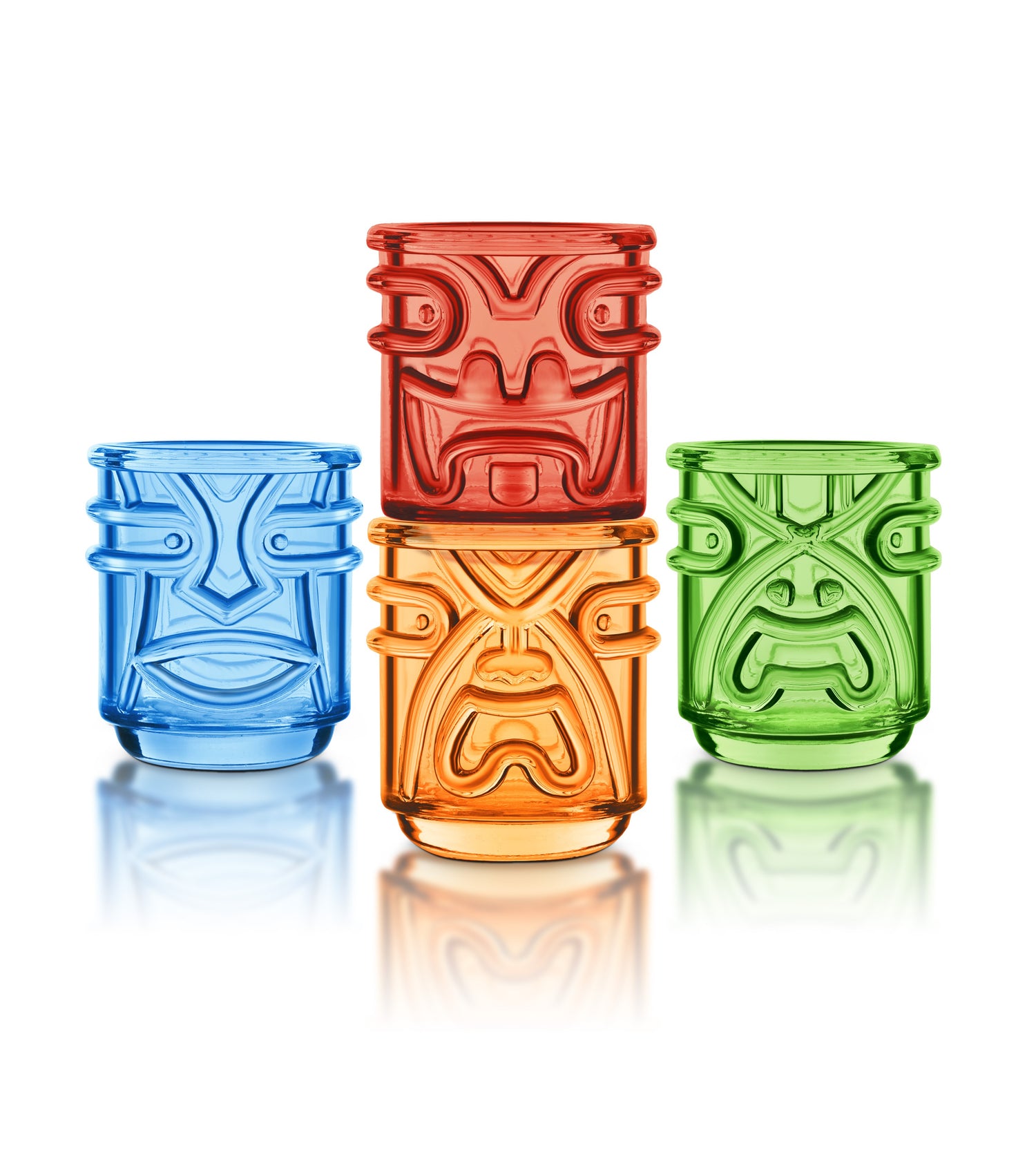 Tiki Tumbler Glasses - Coloured - Set of 4