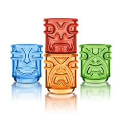 Tiki Tumbler Glasses - Coloured - Set of 4