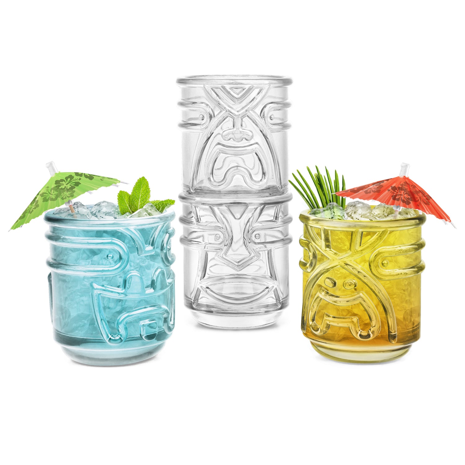 Tiki Tumbler Glasses - Clear - Set of 4