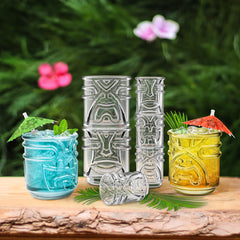 Tiki Tumbler Glasses - Clear - Set of 4