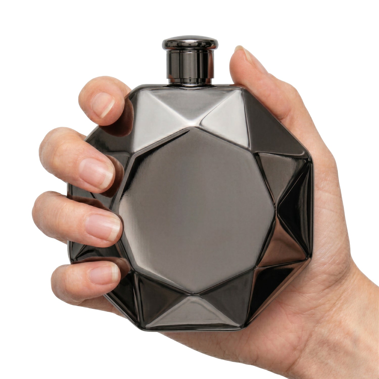 Luxe Diamond Flask - Black Chrome