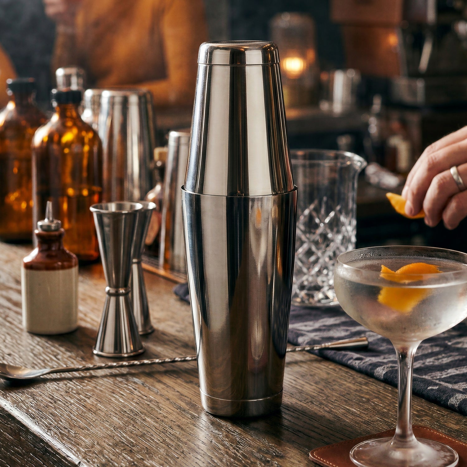 Stainless Steel Boston Cocktail Shaker (Single Wall)