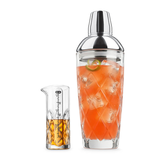 Yarai Glass Cocktail Shaker & Jigger Set - Stainless Steel