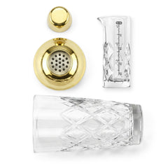 Yarai Glass Cocktail Shaker & Jigger Set - Brass