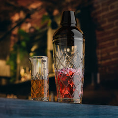 Yarai Glass Cocktail Shaker & Jigger Set - Black Chrome