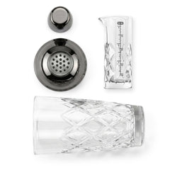 Yarai Glass Cocktail Shaker & Jigger Set - Black Chrome
