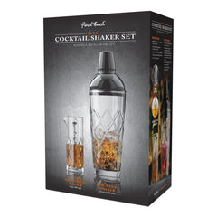 Yarai Glass Cocktail Shaker & Jigger Set - Black Chrome