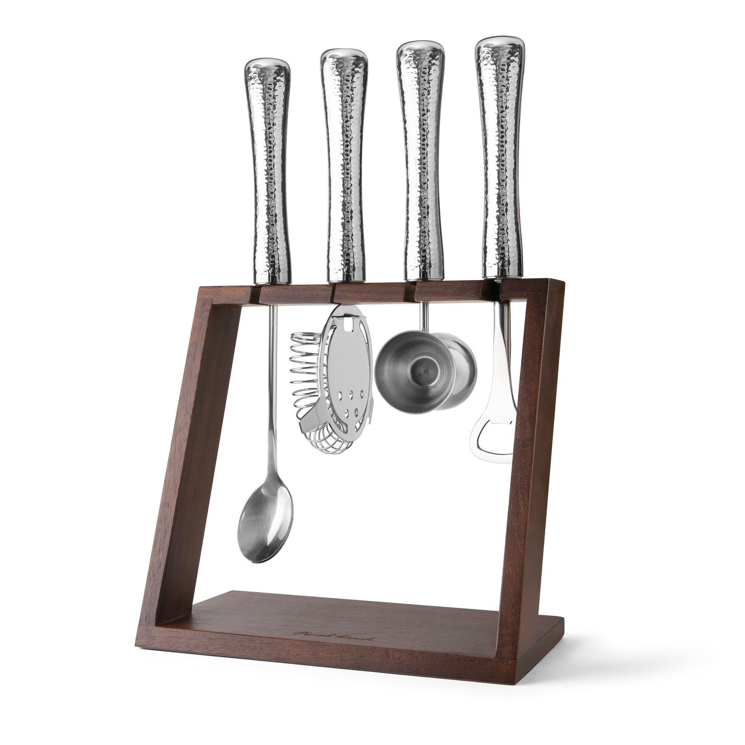 4 Piece Bar Tool Set with Stand - SS Metal Handles